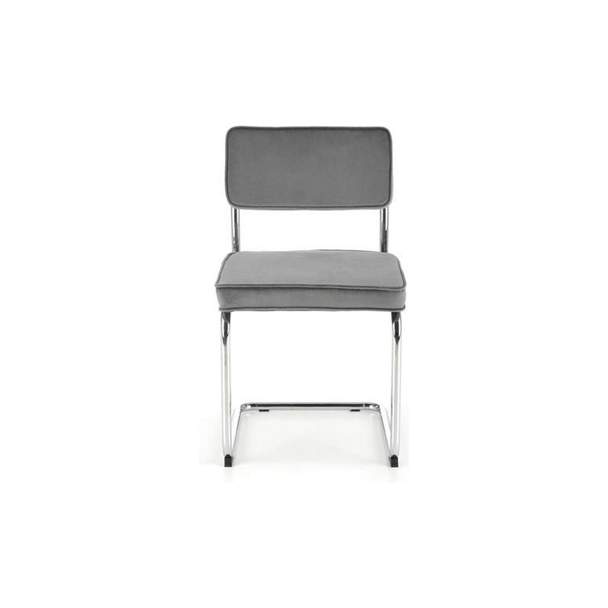Scaun tapitat K510, gri, stofa catifelata/otel cromat, 49x55x85 cm