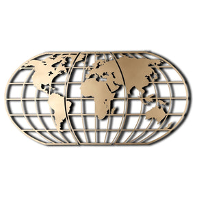 Accesoriu decorativ World Map Globe, auriu, metal, 60x120 cm