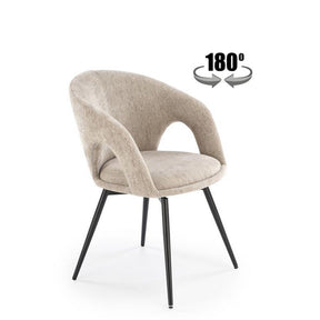 Scaun rotativ K550, bej/negru, stofa clasica/metal, 57x57x78 cm