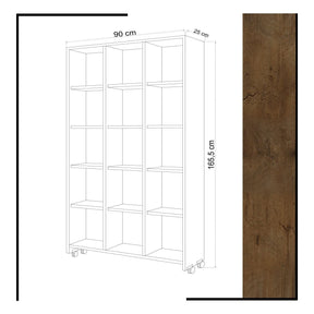 Biblioteca Crotone, stejar, pal melaminat, 90x25x165 cm