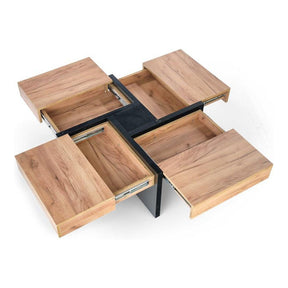 Masuta de cafea SEVILLA, negru/stejar craft, PAL, 100x100x47 cm