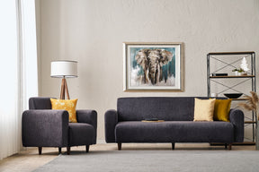 Set canapea si fotoliu NOYA CHENILLE, gri antracit, stofa