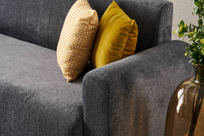 Set canapea si fotoliu NOYA CHENILLE, gri, stofa
