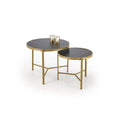Set 2 masute FATIMA, negru/auriu, ceramica/metal, 63x50/48x43 cm