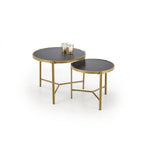 Set 2 masute FATIMA, negru/auriu, ceramica/metal, 63x50/48x43 cm