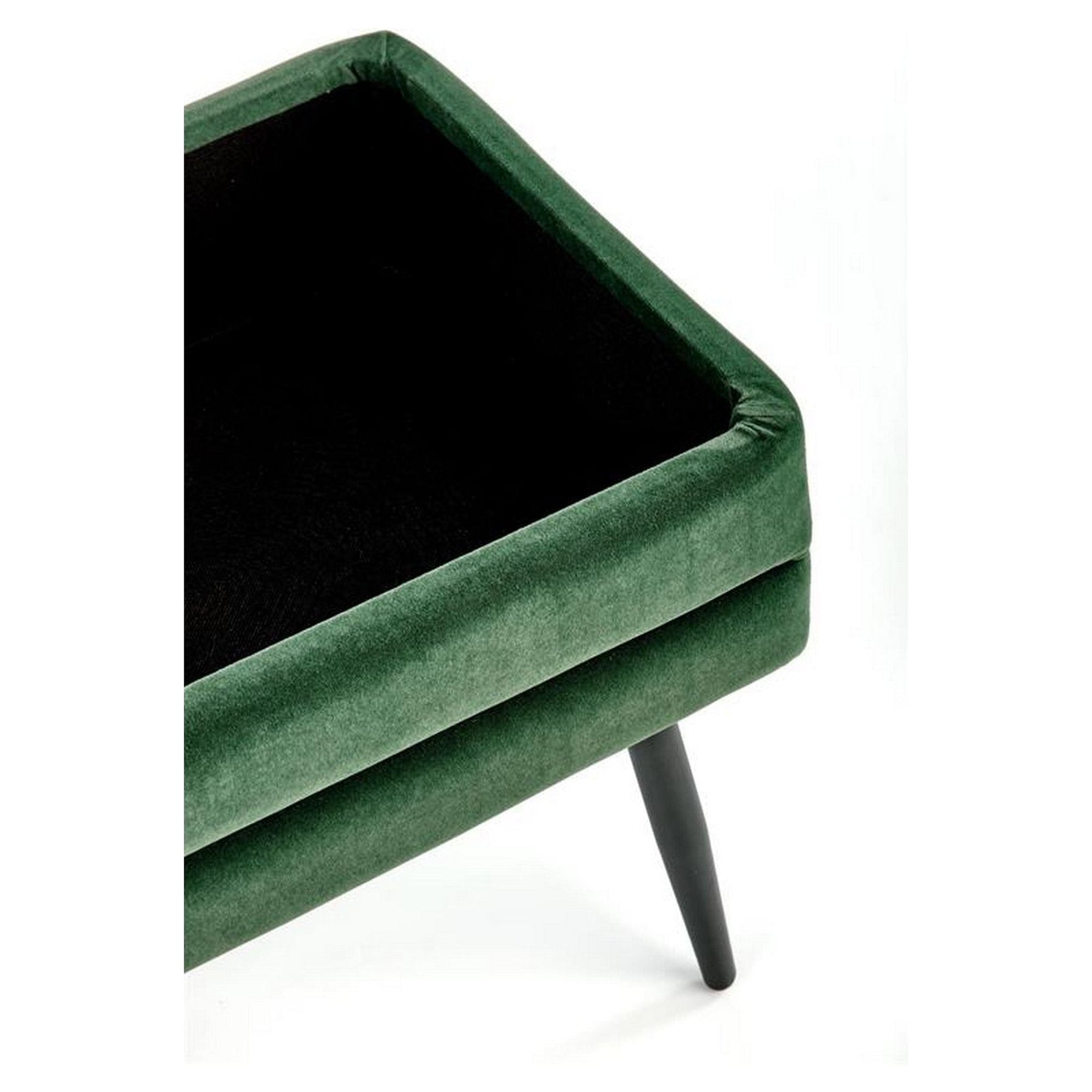 Bancuta VELVA, verde/negru, stofa catifelata/metal, cu spatiu pentru depozitare, 78x42x37 cm
