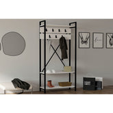 Cuier hol Alfa, alb/negru, pal melaminat 100%, 90x180x34 cm
