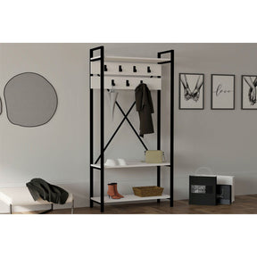Cuier hol Alfa, alb/negru, pal melaminat 100%, 90x180x34 cm