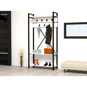 Cuier hol Alfa, alb/negru, pal melaminat 100%, 90x180x34 cm