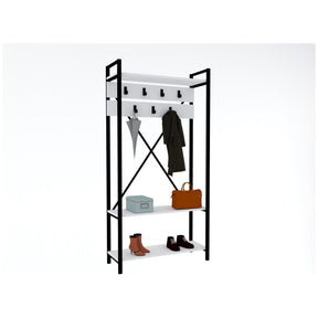 Cuier hol Alfa, alb/negru, pal melaminat 100%, 90x180x34 cm