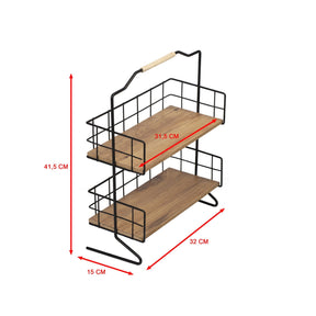 Etajera baie SHELF ELSE, stejar/negru, PAL melaminat/metal, 32x15x42 cm
