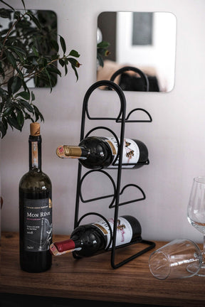 Suport sticla vin HOPE, negru, metal, 22x11x46 cm