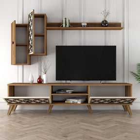 Set comoda TV si raft CLASS S, nuc/crem, PAL melaminat