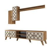 Set comoda TV si raft CLASS S, nuc/crem, PAL melaminat