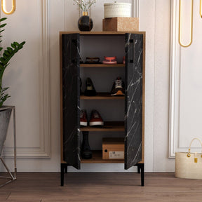 Pantofar Prag, nuc/negru, PAL melaminat, 60x111x35 cm
