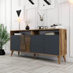 Comoda TV MILAN, nuc/gri antracit, PAL melaminat, 160x35x78 cm
