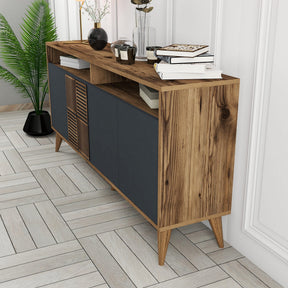 Comoda TV MILAN, nuc/gri antracit, PAL melaminat, 160x35x78 cm