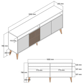 Comoda TV MILAN, nuc/gri antracit, PAL melaminat, 160x35x78 cm