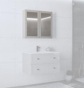 Dulap baie TORETO, casmir mat, PAL laminat, cu oglinzi, 80x15x70 cm