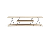 Comoda TV CANAZ, bej cu efect de marmura/negru, PAL melaminat, 120x30x33 cm