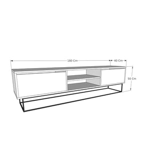 Comoda TV ESCAPE, bej cu efect de marmura/auriu, PAL melaminat/metal, 180x40x50 cm