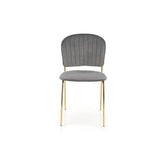 Scaun tapitat K499, gri/auriu, stofa catifelata, 47x56x85 cm