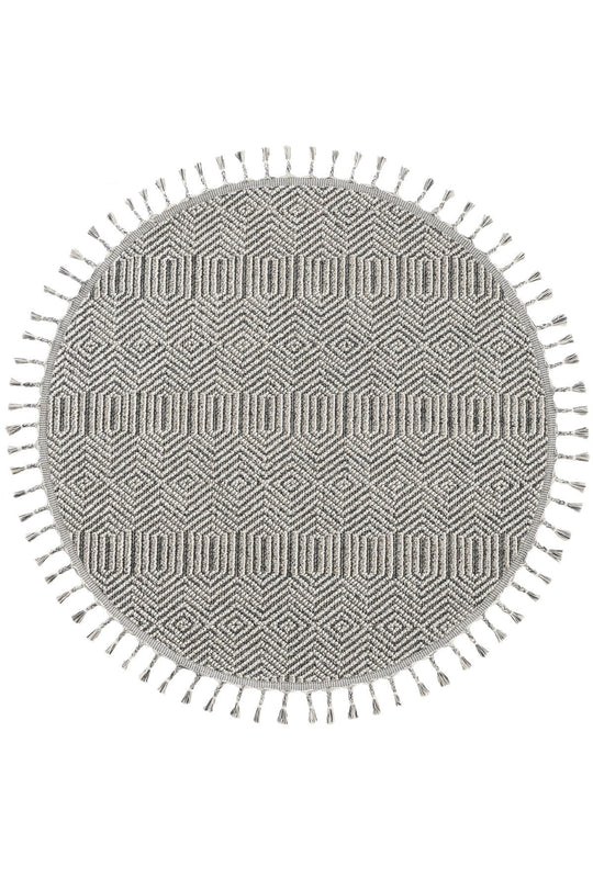 Covor ELIT, 80x80 cm, forma rotunda, polipropilena, gri, 01