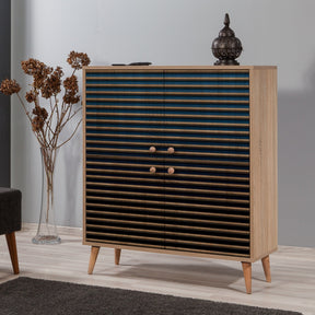 Comoda MULTILUX-222, negru/stejar sonoma, PAL melaminat, 95x36x111 cm