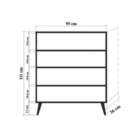 Comoda MULTILUX-222, negru/stejar sonoma, PAL melaminat, 95x36x111 cm