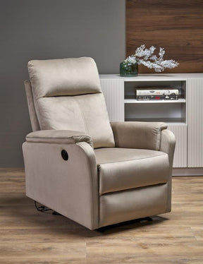 Fotoliu recliner CROCUS, stofa catifelata bej - Bluvel 40, 77x88/155x81/102 cm