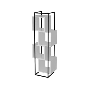 Biblioteca RADA, alb/negru, PAL melaminat/metal, 52x160x38 cm