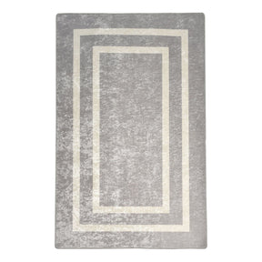 Covor SILVER, 160x230 cm, forma dreptunghiulara, tesatura de catifea/poliester, gri/alb