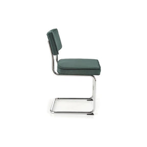 Scaun tapitat K510, verde inchis, stofa catifelata/otel cromat, 49x55x85 cm