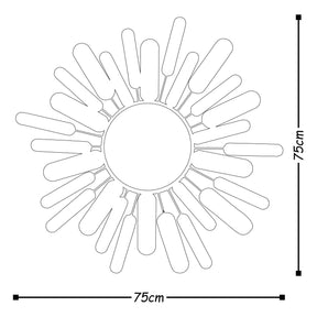 Decoratiune perete Metal Art Mirror Sun, 100% metal, multicolor, 75x75x5 cm