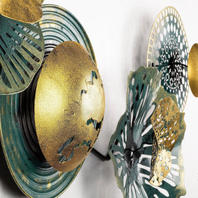 Decoratiune de perete Sensuale, verde/auriu, metal 100%, 100x50 cm