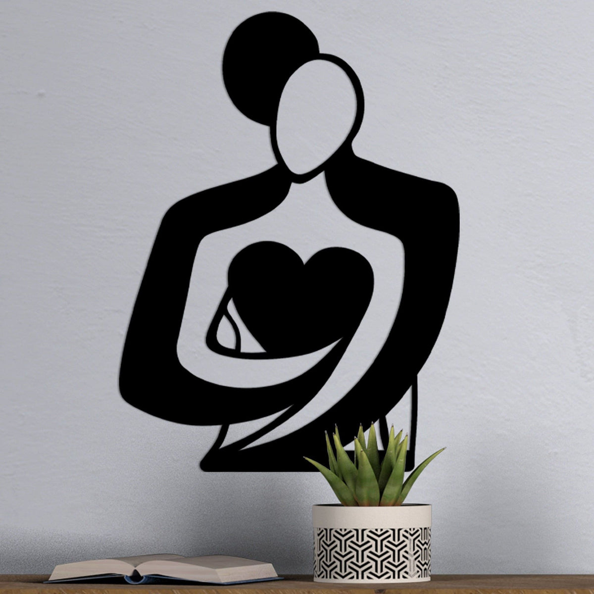 Decoratiune perete LOVE, negru, metal, 70x52 cm
