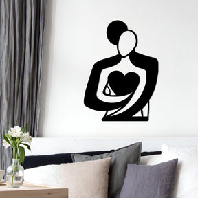 Decoratiune perete Love, 100% metal, negru, 70x52 cm