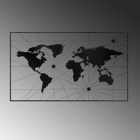 Accesoriu decorativ World Map, 16, negru, metal, 120x70 cm