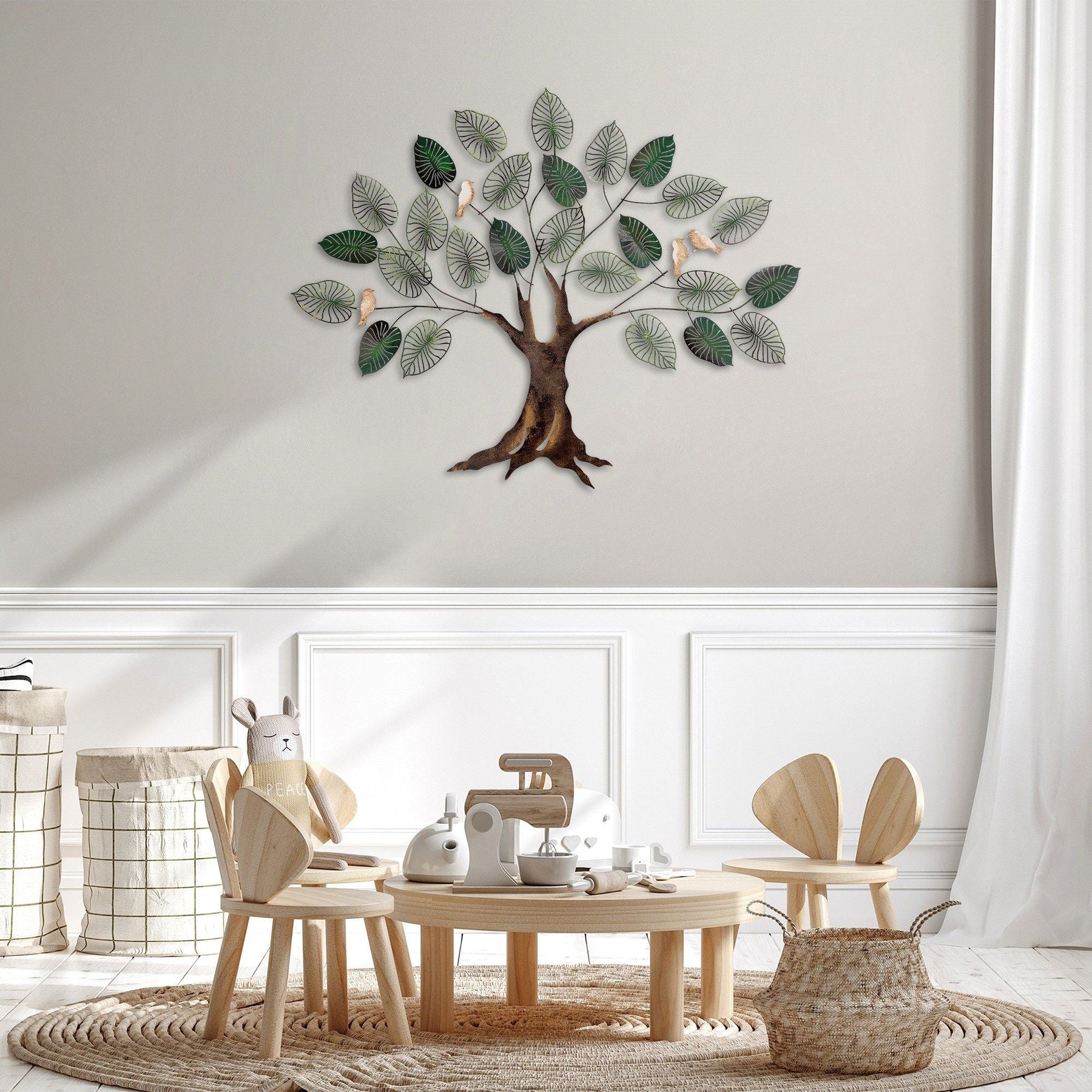 Decoratiune de perete Alder, maro/verde, metal 100%, 117x92 cm