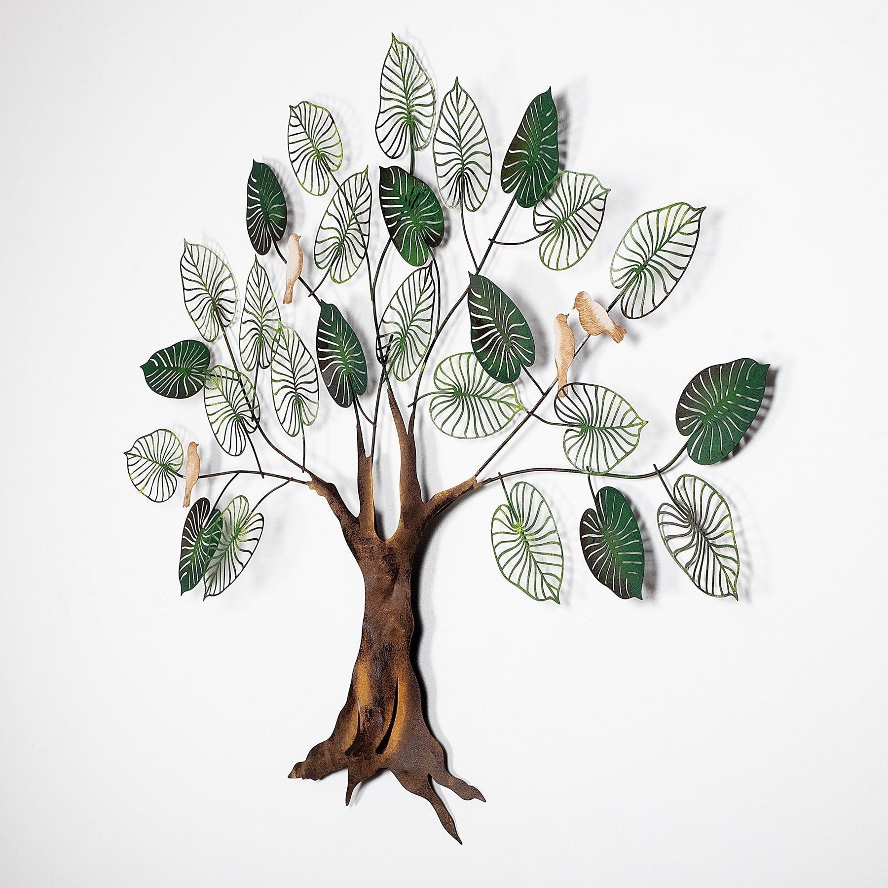 Decoratiune de perete Alder, maro/verde, metal 100%, 117x92 cm