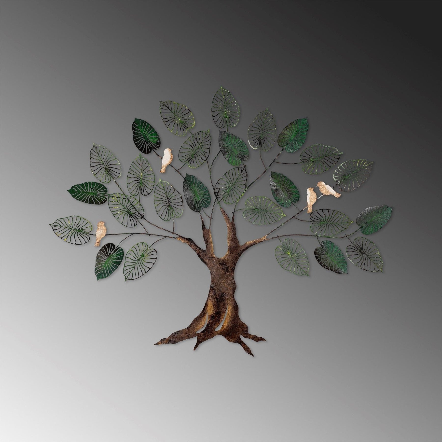 Decoratiune de perete Alder, maro/verde, metal 100%, 117x92 cm