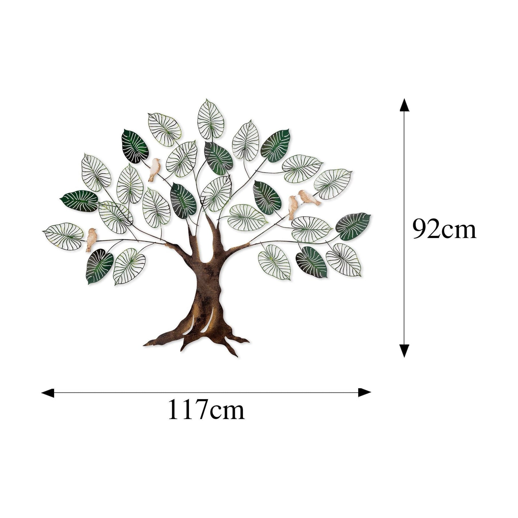 Decoratiune de perete Alder, maro/verde, metal 100%, 117x92 cm