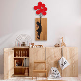 Decoratiune perete Banksy - 17, nuc/negru, lemn/metal, 70x62 cm