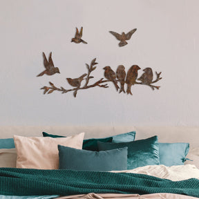 Decoratiuni perete RUSTY BIRDS 2, maro, metal