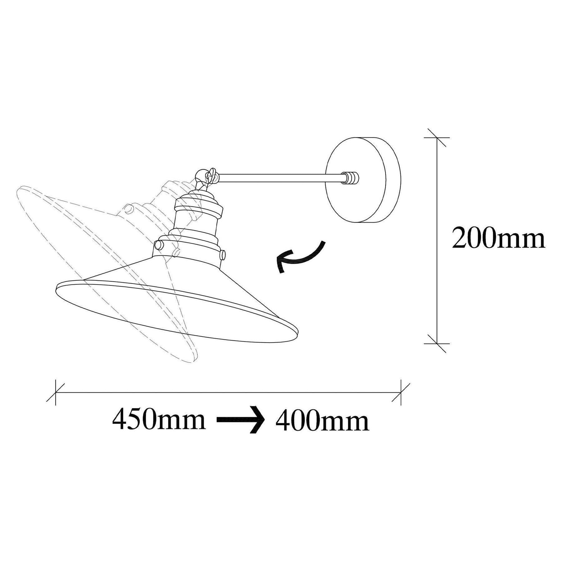 Lampa de perete 892OPV1233, negru, fier, 25x40 cm