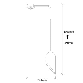 Lustra KESIK-6166, negru, metal, 34x12x45-100 cm