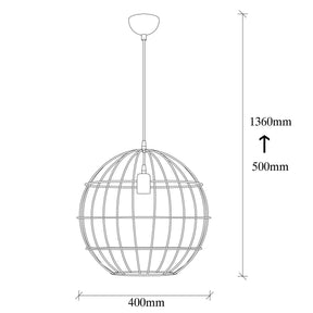 Lustra TEL 6516, negru, metal, 40x50-136 cm