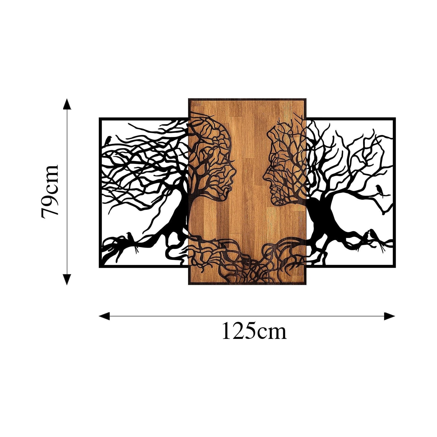 Accesoriu decorativ Tree Love, 312, negru/nuc, lemn/metal, 125x3x79 cm