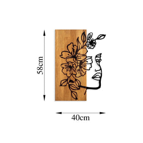 Accesoriu decorativ Woman Floral Face, 372, nuc/negru, lemn/metal, 41x58 cm