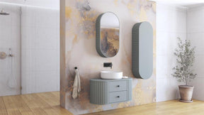 Dulap baie VENEZIA, gri mat, PAL laminat, cu oglinda, 48x19x95 cm